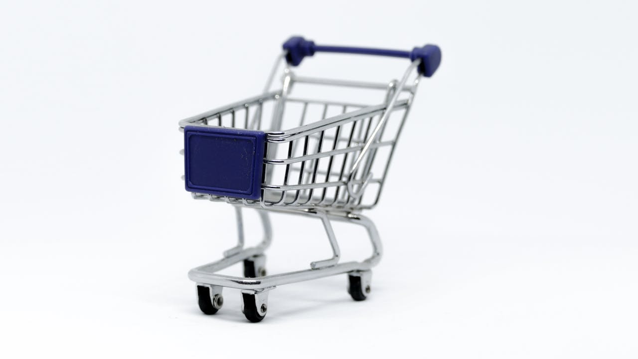 Gray Steel Shopping Cart